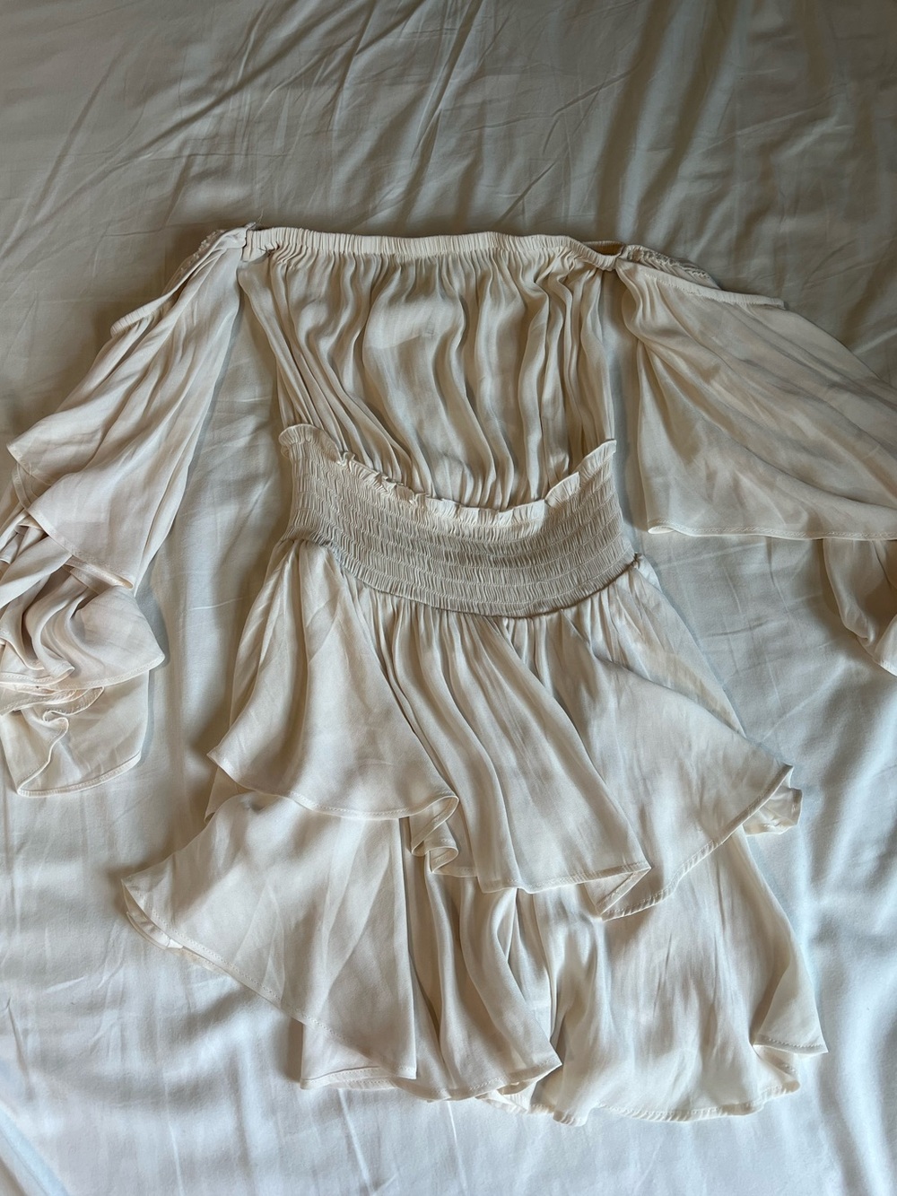 Cream Off-Shoulder Flowy Dress